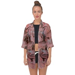 Pink Swirls Open Front Chiffon Kimono by kaleidomarblingart