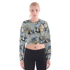Famous Heroes Of The Kabuki Stage Played By Frogs  Cropped Sweatshirt by Sobalvarro