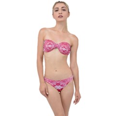 Pink Marbling Ornate Classic Bandeau Bikini Set by kaleidomarblingart