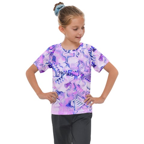 Hydrangea Blossoms Fantasy Gardens Pastel Pink And Blue Kids  Mesh Piece Tee by CrypticFragmentsDesign