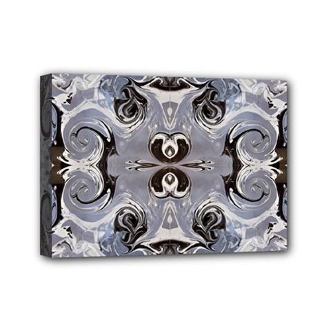 Grey Layers Marbling Mini Canvas 7  X 5  (stretched) by kaleidomarblingart