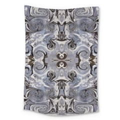 Grey Layers Marbling Large Tapestry by kaleidomarblingart