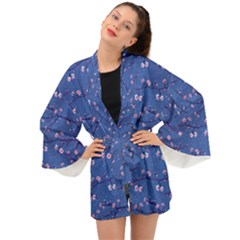 Branches With Peach Flowers Long Sleeve Kimono by SychEva