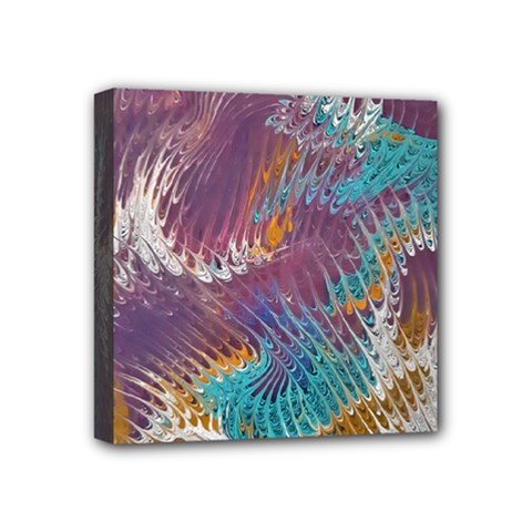 Painted Feathers Mini Canvas 4  X 4  (stretched) by kaleidomarblingart
