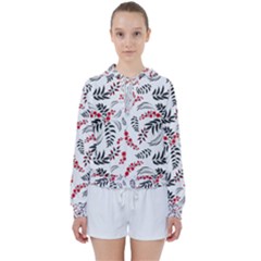 Folk Floral Pattern  Flowers Abstract Surface Design  Seamless Pattern Women s Tie Up Sweat by Eskimos