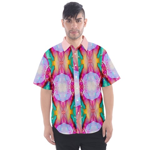 Colorful Abstract Painting E Men s Short Sleeve Shirt by gloriasanchez