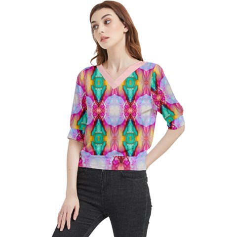 Colorful Abstract Painting E Quarter Sleeve Blouse by gloriasanchez
