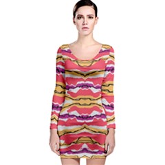 Earth Boho Print Long Sleeve Bodycon Dress by gloriasanchez