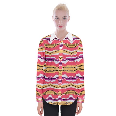 Earth Boho Print Womens Long Sleeve Shirt by gloriasanchez