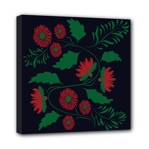 Folk Floral Art Print   Flowers Abstract Art , Poster   Mini Canvas 8  X 8  (stretched) by Eskimos