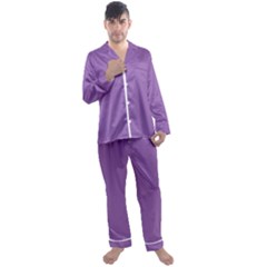 Amethyst Orchid Men s Long Sleeve Satin Pajamas Set by retrotoomoderndesigns