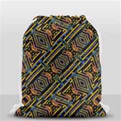 Electric Neon Lines Pattern Design Drawstring Bag (small) by dflcprintsclothing