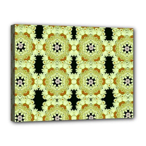 Summer Sun Flower Power Over The Florals In Peace Pattern Canvas 16  X 12  (stretched) by pepitasart