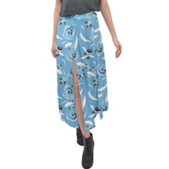 Folk Flowers Art Pattern Floral Abstract Surface Design  Seamless Pattern Velour Split Maxi Skirt by Eskimos