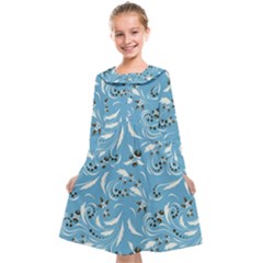 Folk Flowers Art Pattern Floral Abstract Surface Design  Seamless Pattern Kids  Midi Sailor Dress by Eskimos