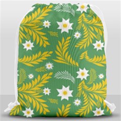 Folk Flowers Art Pattern Floral Abstract Surface Design  Seamless Pattern Drawstring Bag (large) by Eskimos