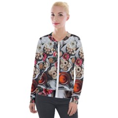 Cookies & Tea Tray  Velvet Zip Up Jacket by Incredible