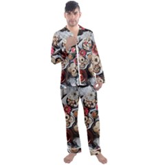 Cookies & Tea Tray  Men s Long Sleeve Satin Pajamas Set by Incredible