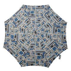 Ethnic Geometric Abstract Textured Art Hook Handle Umbrellas (small) by dflcprintsclothing