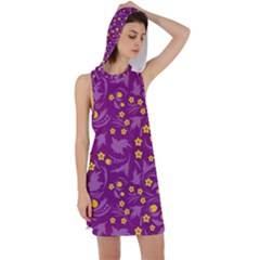 Folk Flowers Art Pattern Floral Abstract Surface Design  Seamless Pattern Racer Back Hoodie Dress by Eskimos
