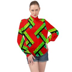 Pop Art Mosaic High Neck Long Sleeve Chiffon Top by essentialimage365