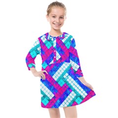 Pop Art Mosaic Kids  Quarter Sleeve Shirt Dress by essentialimage365