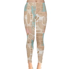 Off White Minimal Art Leggings  by designsbymallika
