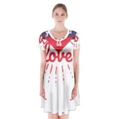All You Need Is Love Short Sleeve V-neck Flare Dress by DinzDas