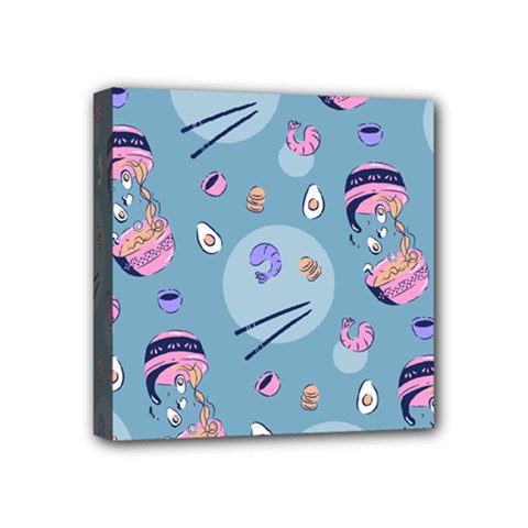 Japanese Ramen Sushi Noodles Rice Bowl Food Pattern 2 Mini Canvas 4  X 4  (stretched) by DinzDas