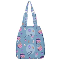 Japanese Ramen Sushi Noodles Rice Bowl Food Pattern 2 Center Zip Backpack by DinzDas