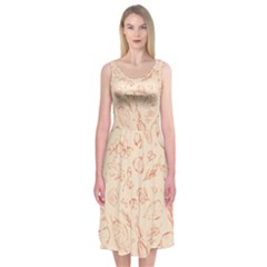 Thanksgiving Flowers And Gifts Pattern Midi Sleeveless Dress by DinzDas