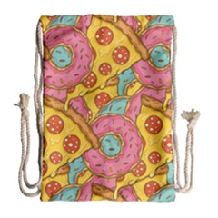 Fast Food Pizza And Donut Pattern Drawstring Bag (large) by DinzDas