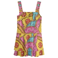 Fast Food Pizza And Donut Pattern Kids  Layered Skirt Swimsuit by DinzDas
