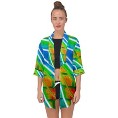 Pop Art Neon Wall Open Front Chiffon Kimono by essentialimage365