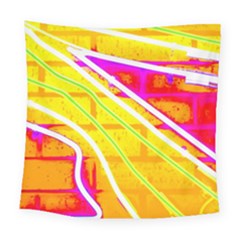 Pop Art Neon Wall Square Tapestry (large) by essentialimage365