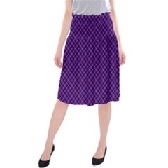 Purple, Black And Yellow Color Plaid, Retro Tartan Pattern Midi Beach Skirt by Casemiro