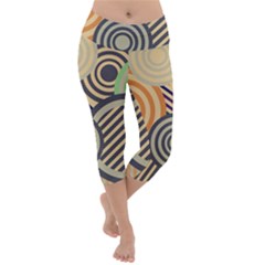 Circular Pattern Lightweight Velour Capri Yoga Leggings by designsbymallika