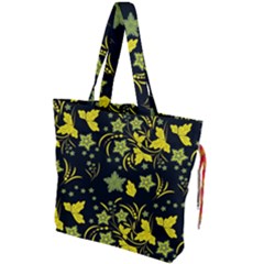 Folk Flowers Art Pattern Floral  Surface Design  Seamless Pattern Drawstring Tote Bag by Eskimos