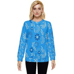 Folk Flowers Art Pattern Floral  Surface Design  Seamless Pattern Hidden Pocket Sweatshirt by Eskimos