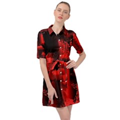 Red Light Belted Shirt Dress by MRNStudios
