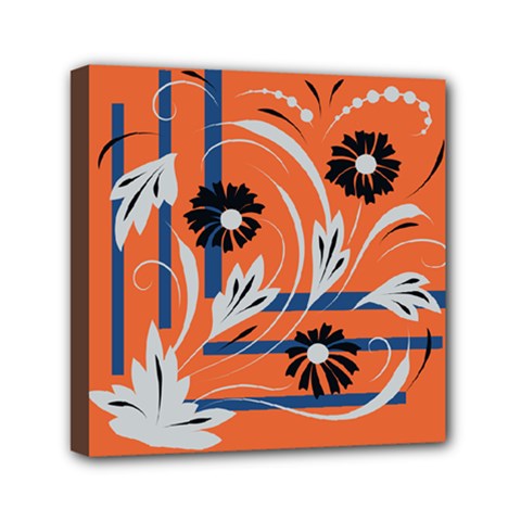 Folk Floral Art Print  Flowers Abstract Art  Poster  Mini Canvas 6  X 6  (stretched) by Eskimos