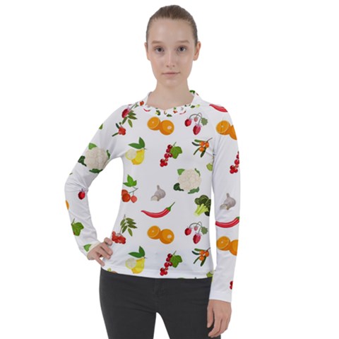 Fruits, Vegetables And Berries Women s Pique Long Sleeve Tee by SychEva