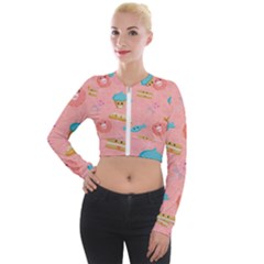 Toothy Sweets Long Sleeve Cropped Velvet Jacket by SychEva