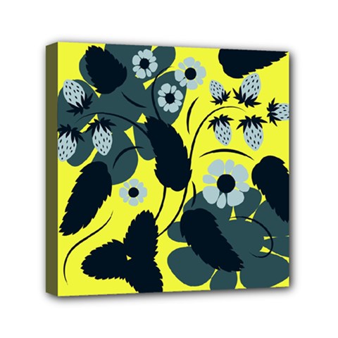 Folk Floral Art Print  Flowers Abstract Art  Poster  Mini Canvas 6  X 6  (stretched) by Eskimos