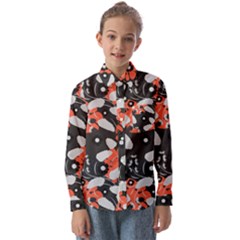 Folk Flowers Art Pattern Floral   Kids  Long Sleeve Shirt by Eskimos