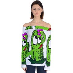 Cactus Off Shoulder Long Sleeve Top by IIPhotographyAndDesigns