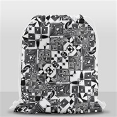 Black And White Geometric Print Drawstring Bag (small) by dflcprintsclothing