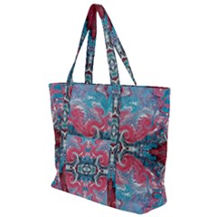 Turquoise Arabesque Repeats Zip Up Canvas Bag by kaleidomarblingart