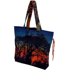 Sunset Colorful Nature Scene Drawstring Tote Bag by dflcprintsclothing