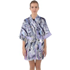 Landslide Baby Blue Half Sleeve Satin Kimono  by MRNStudios